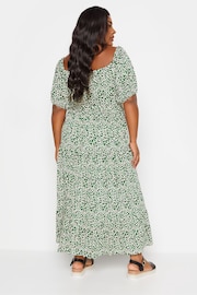 Yours Curve Green Ditsy Floral Tiered Maxi Dress - Image 3 of 5