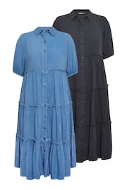 Yours Curve Blue Acid Wash Shirt Dresses 2 Pack - Image 6 of 8