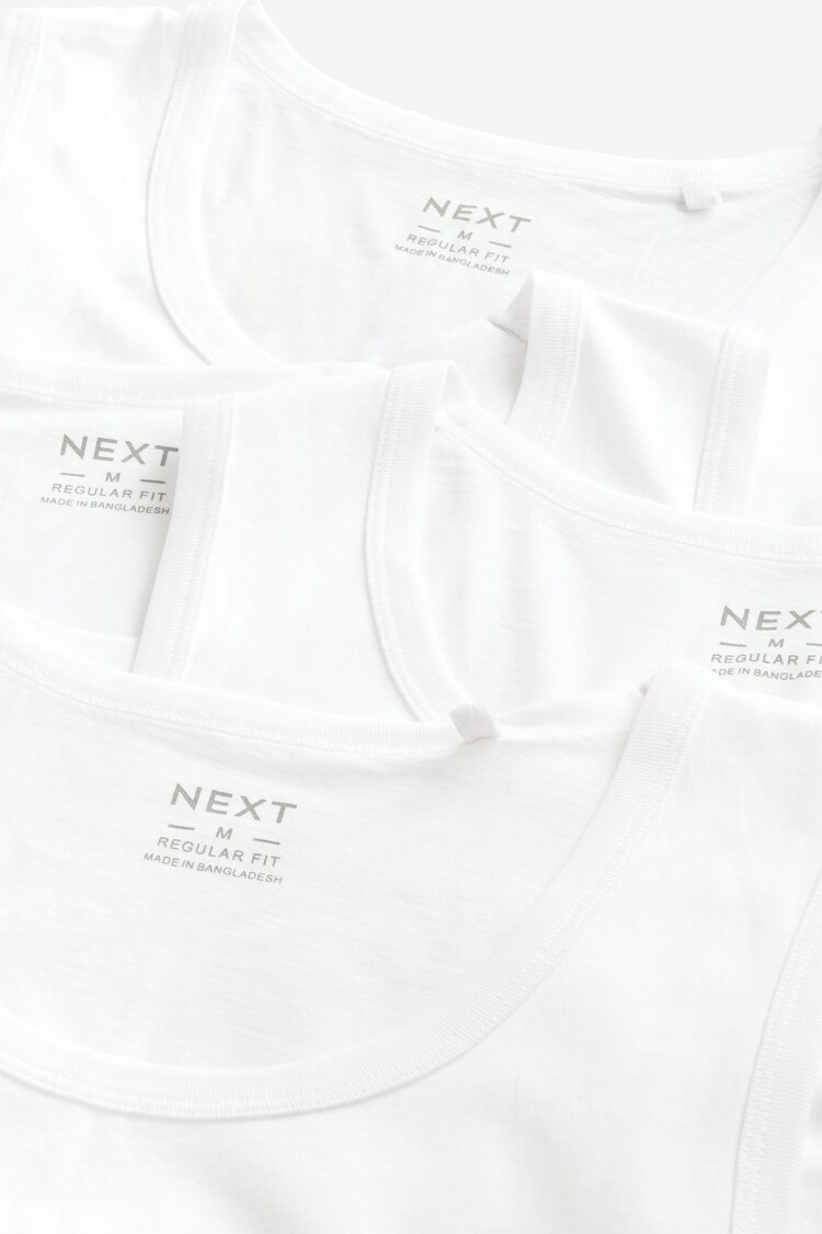 White 100% Cotton Vests 4 Pack - Image 11 of 11