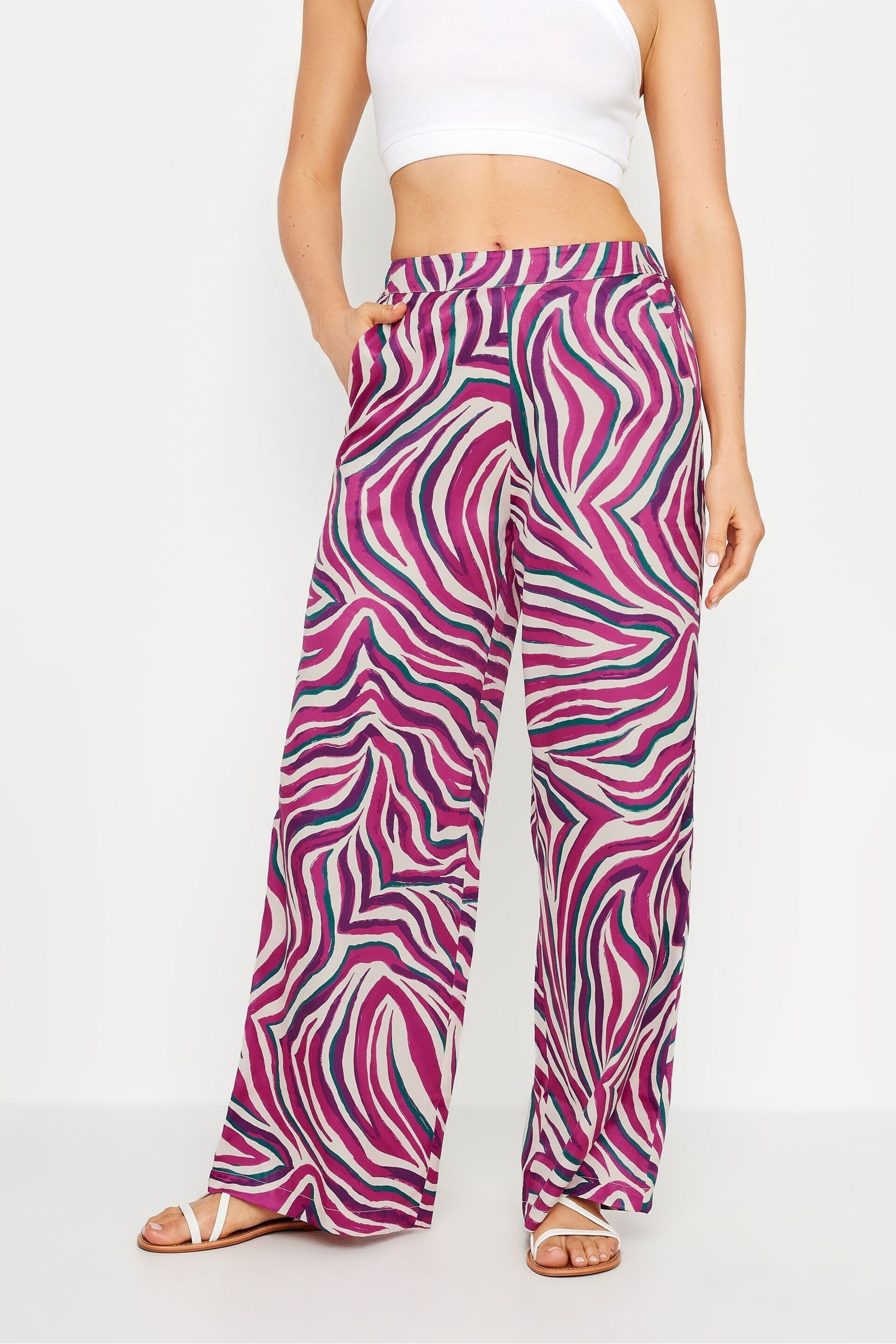 Long Tall Sally Purple Zebra Wide Leg Trousers - Image 2 of 4