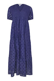 Long Tall Sally Blue Maternity Broderie Anglaise Tie Midaxi 100% Cotton Dress - Image 5 of 5