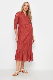 Long Tall Sally Orange Maternity Broderie Anglaise Midi 100% Cotton Dress - Image 2 of 5