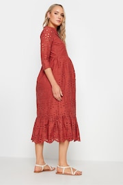 Long Tall Sally Orange Maternity Broderie Anglaise Midi 100% Cotton Dress - Image 3 of 5