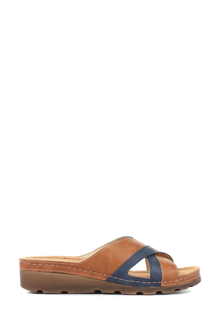 Pavers Tan/Navy Pavers Crossover Mule Sandals - Image 1 of 5