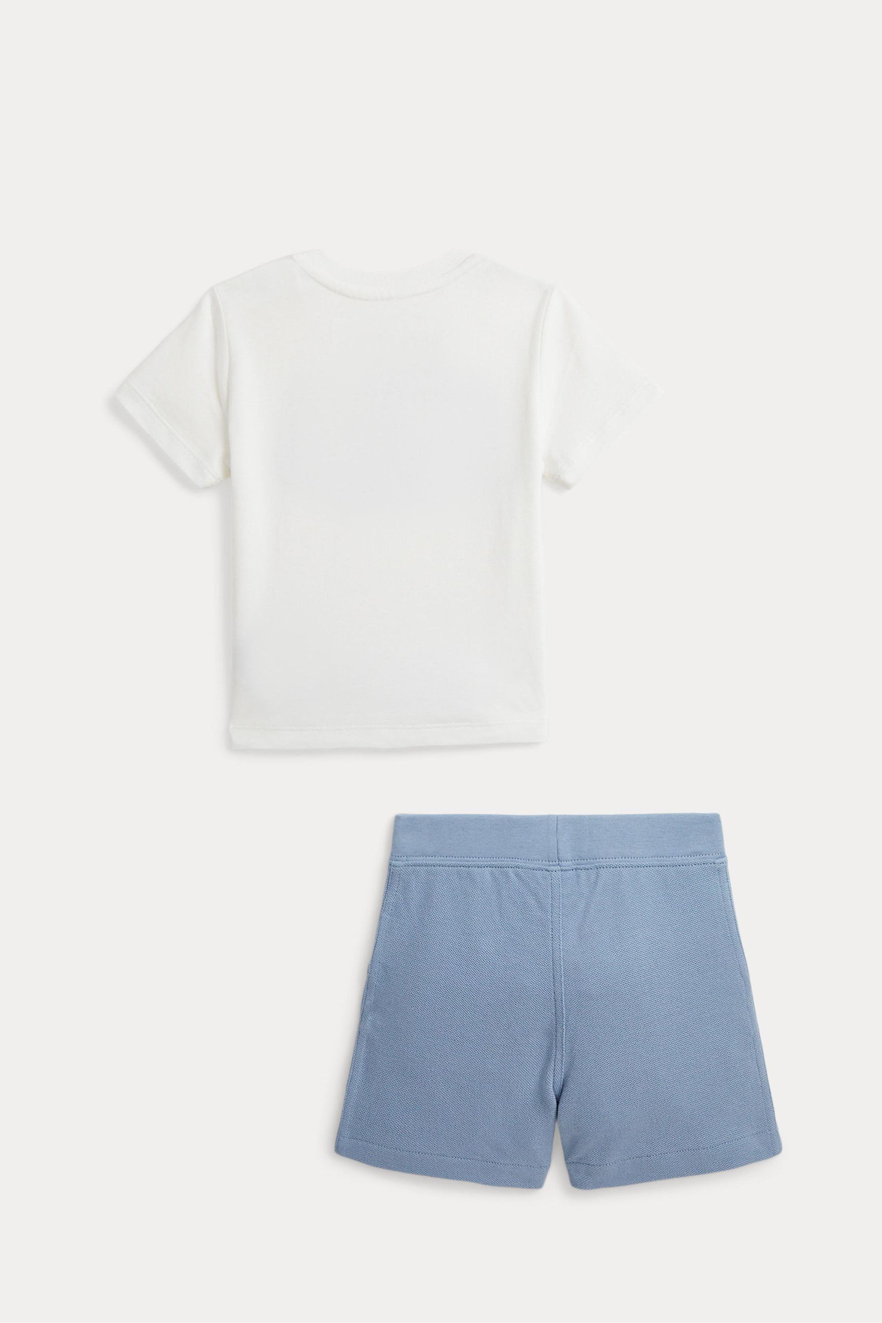 Polo Ralph Lauren Baby Boy Logo 100 Cotton Jersey White T Shirt Shorts Set