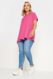 Yours Curve Pink Ribbed T-Shirt - Image 2 of 5