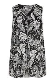 Yours Curve Black Leaf Print Pleat Front Vest Top - Image 5 of 5