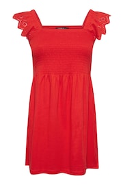 Yours Curve Red Peplum Anglaise Frill Top - Image 5 of 5