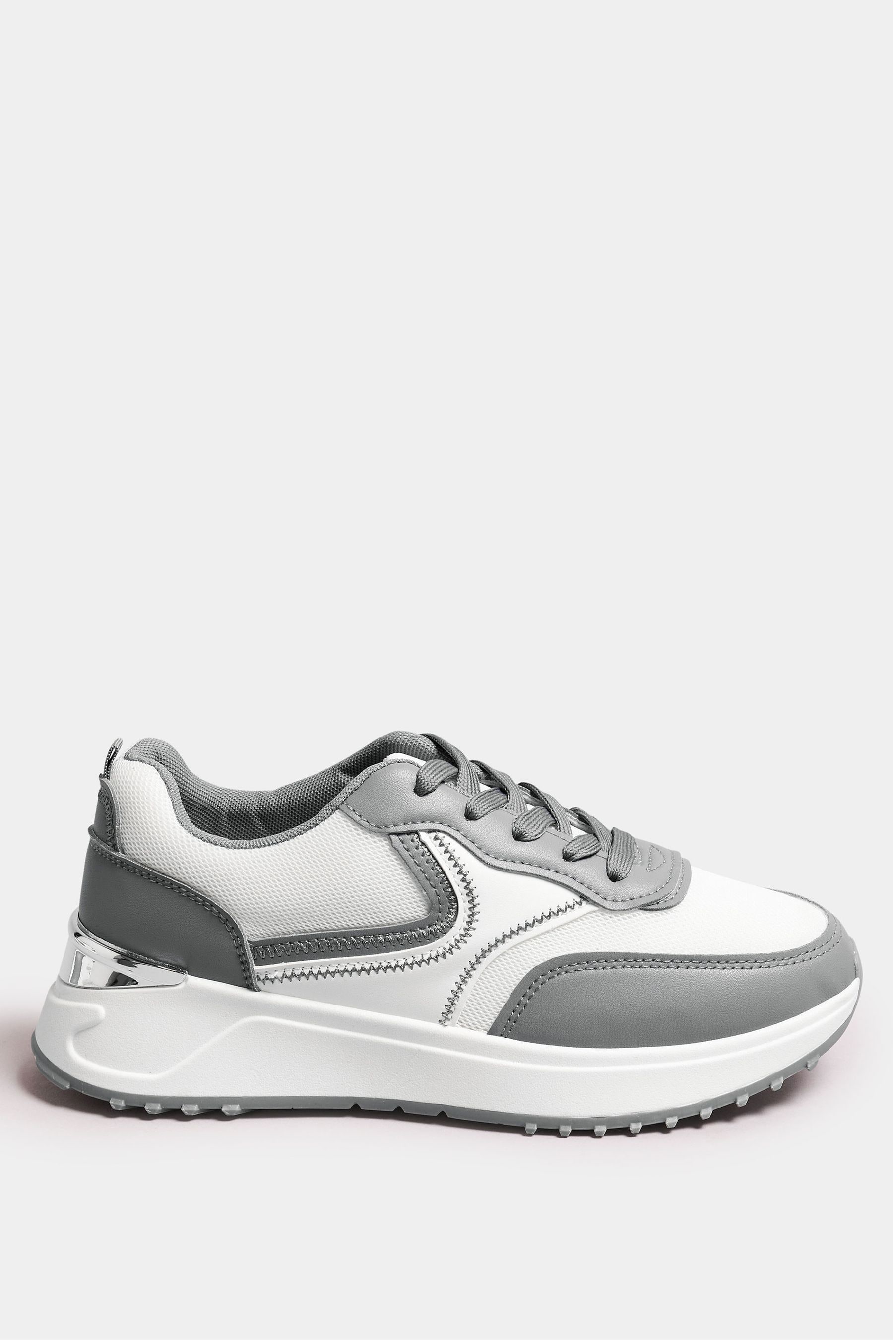 Buy Yours Curve Grey Contrast Chunky Trainers In Wide E Fit from Next Luxembourg