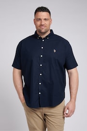 U.S. Polo Assn. Mens Blue Big & Tall Short Sleeve Oxford Shirt - Image 1 of 3