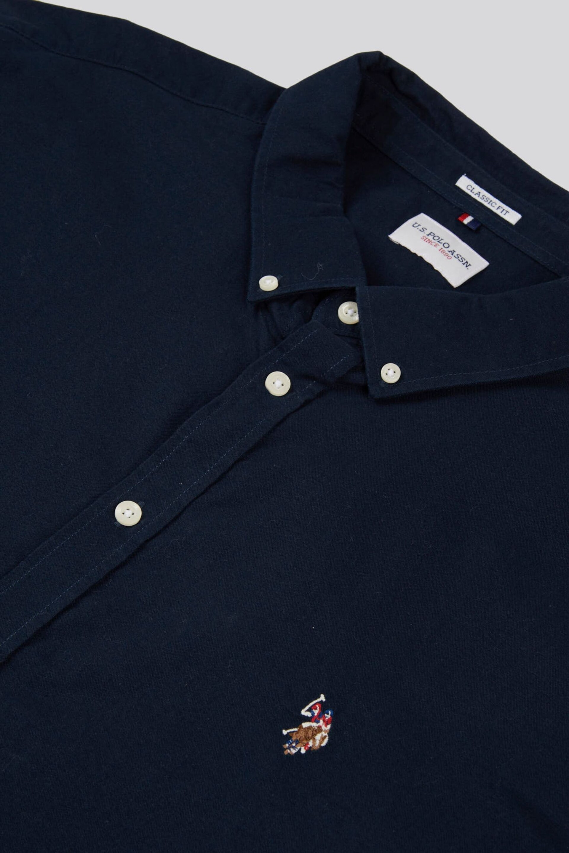 U.S. Polo Assn. Mens Blue Big & Tall Short Sleeve Oxford Shirt - Image 7 of 7