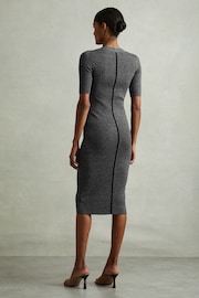 Reiss Grey Sandy Ribbed Wool Blend Midi Dress - Image 4 of 5