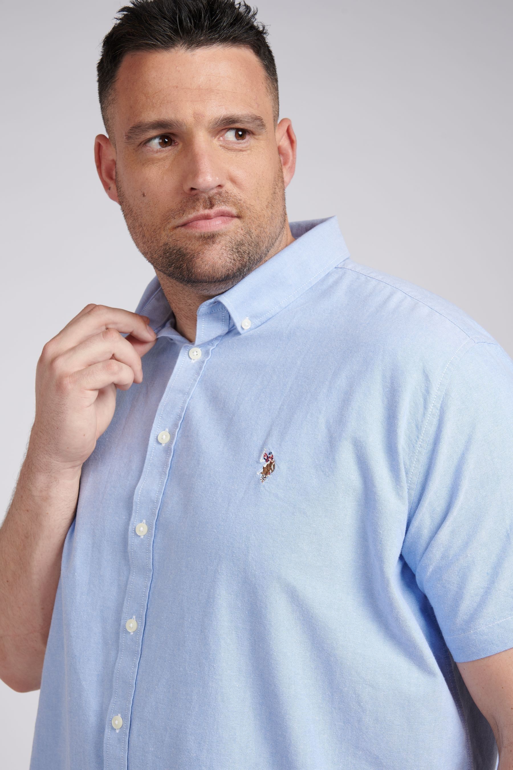 Buy U.S. Polo Assn. Blue Big Tall Mens Short Sleeve Oxford Shirt from Next Luxembourg