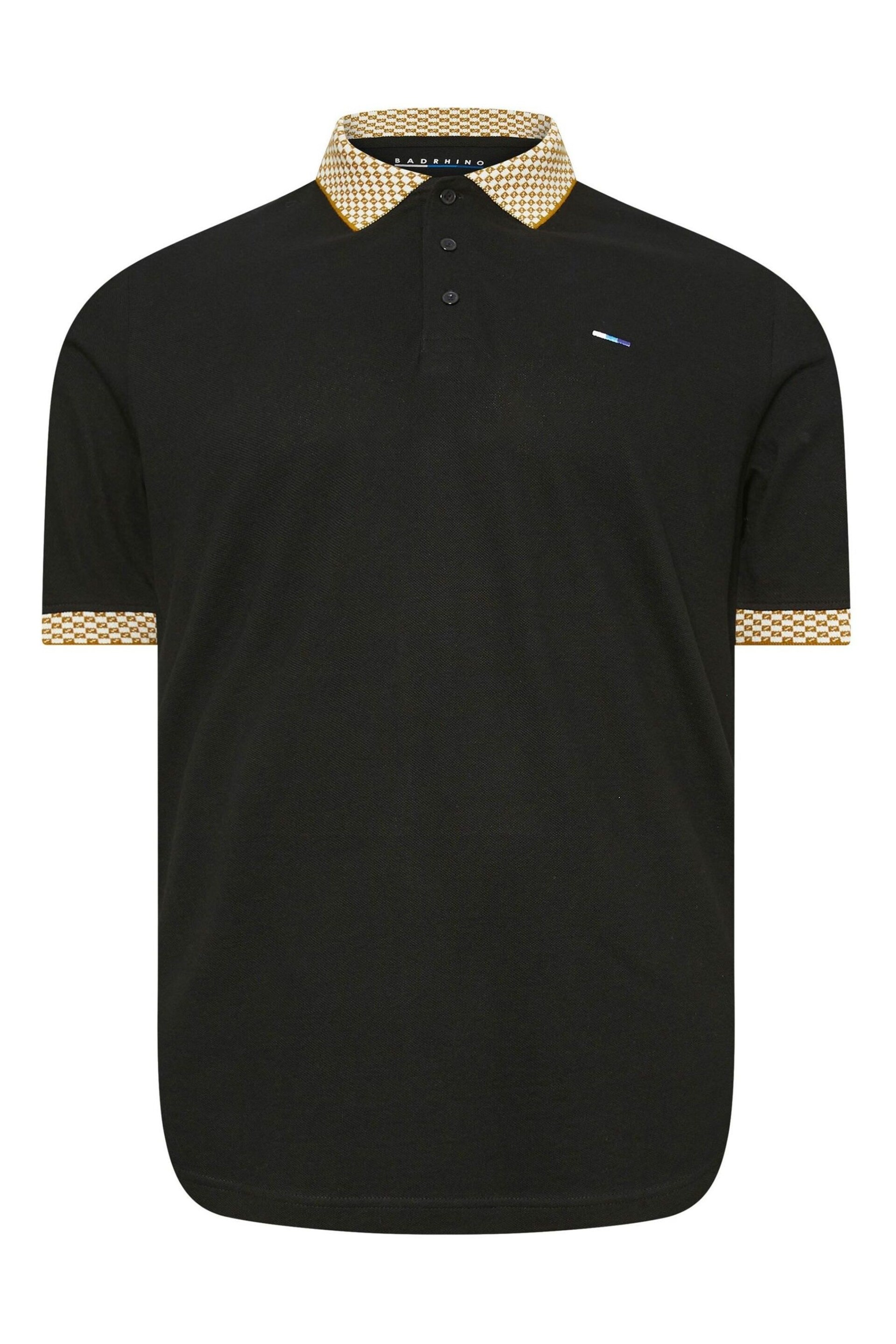 BadRhino Big & Tall Black Jacquard Collar Polo Shirt - Image 1 of 2