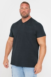 BadRhino Big & Tall Blue Tetxured V-Neck Pocket T-Shirt - Image 1 of 3