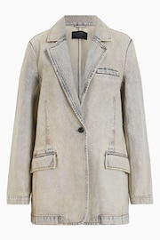 AllSaints Grey Ever Denim Blazer - Image 7 of 7