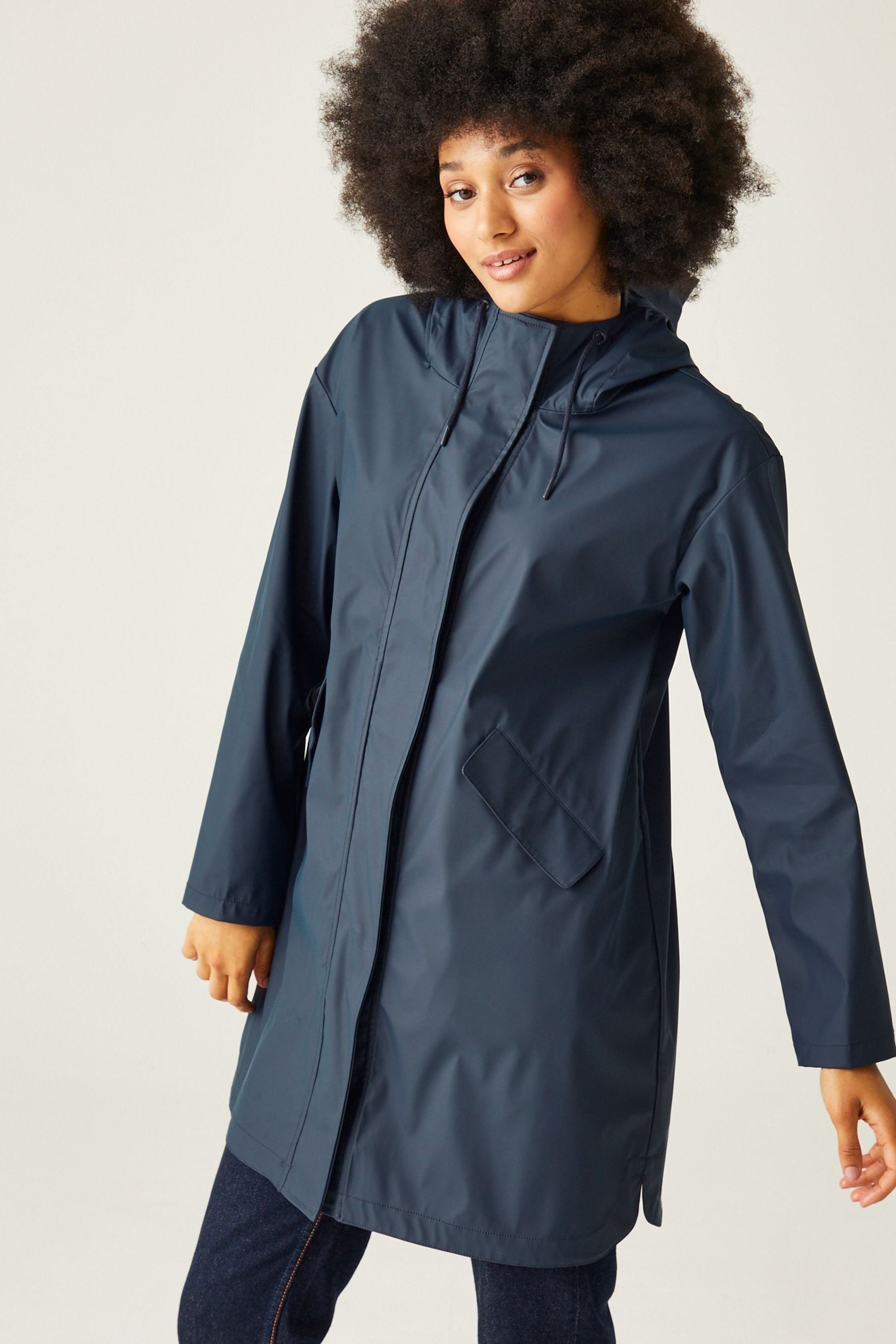 Regatta Blue Truelsa Mid Length Hooded Rain Jacket