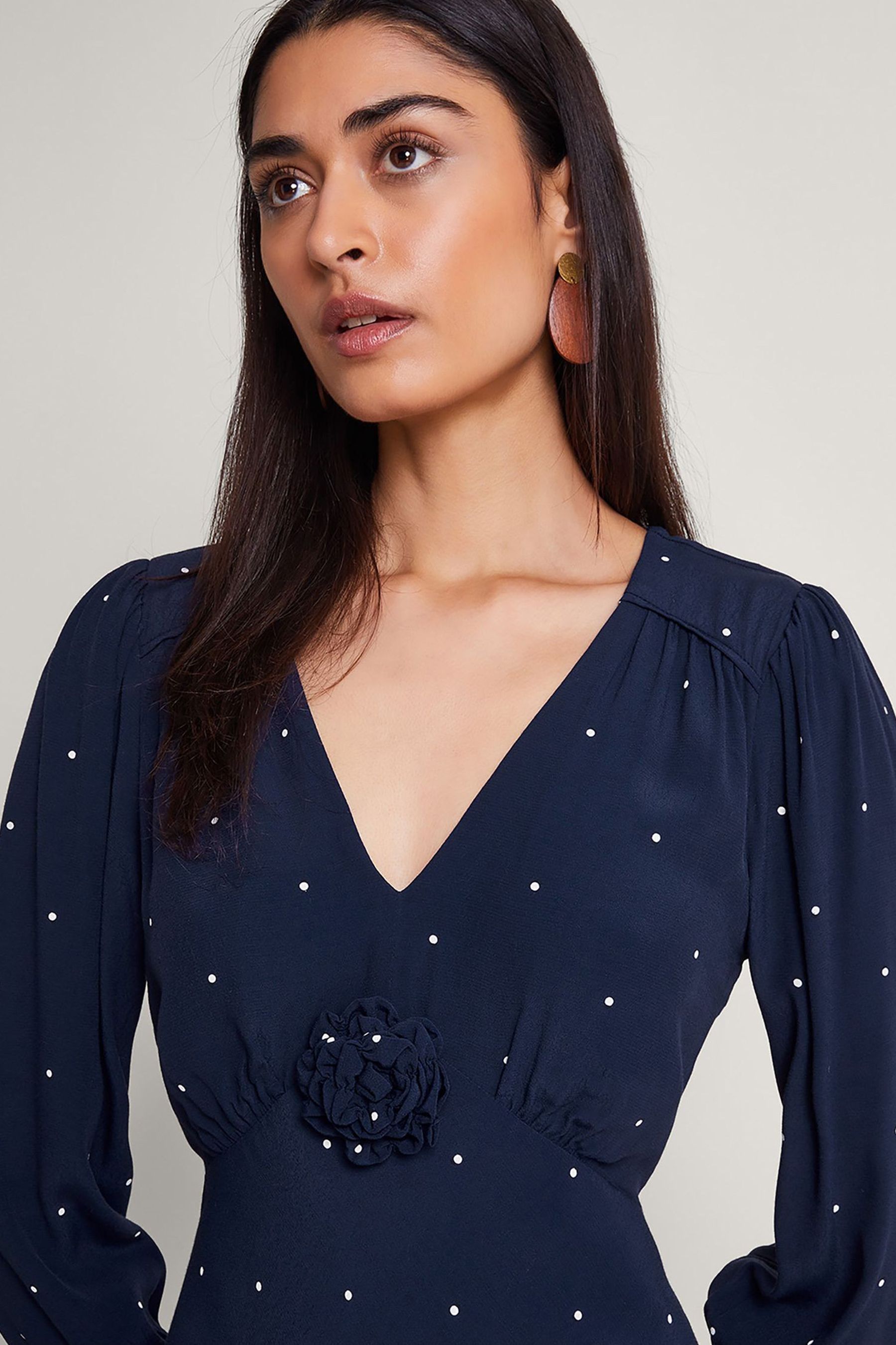 Monsoon blue spot dress deals