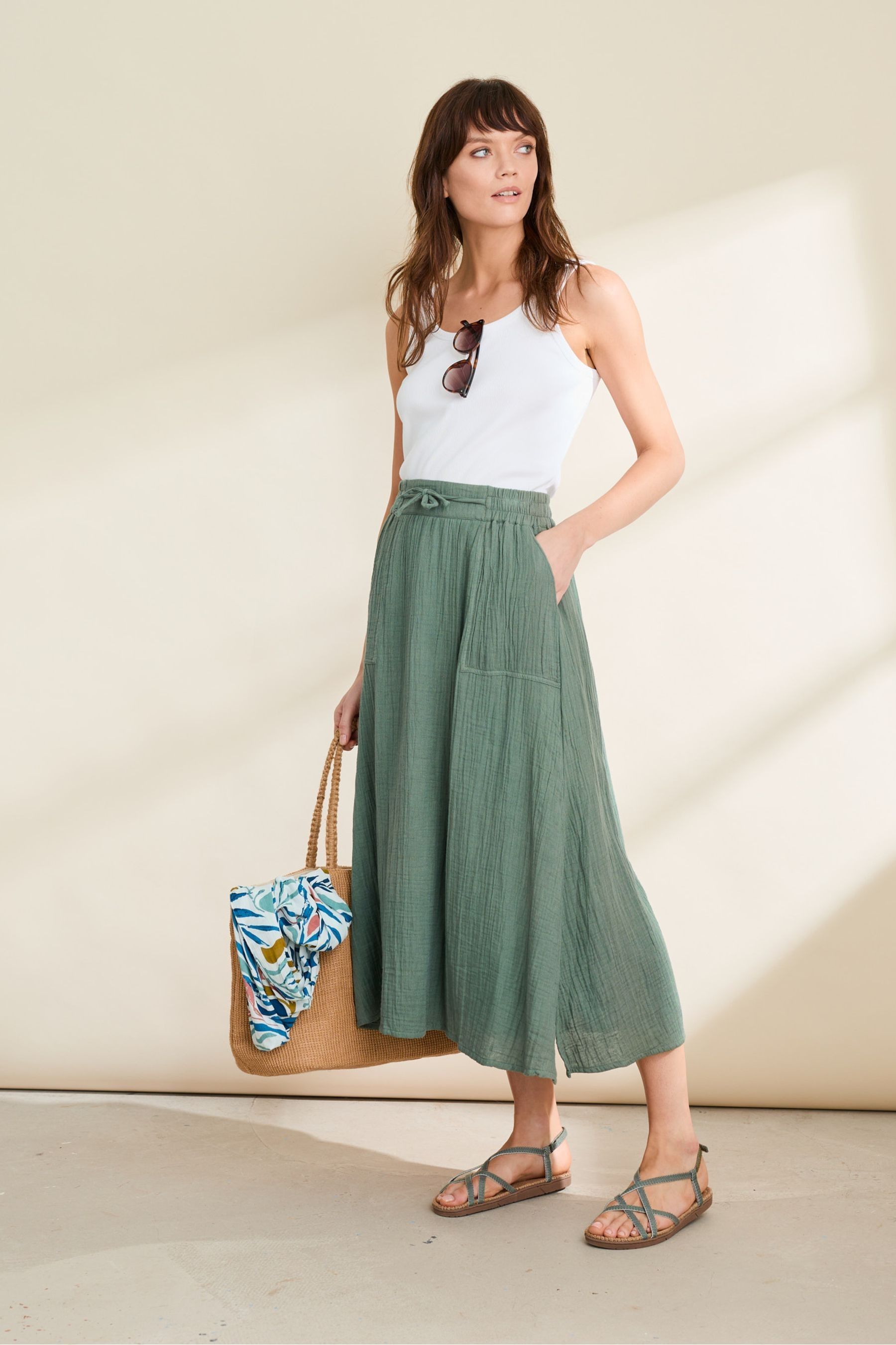 Seasalt Cornwall Green Bee Orchid Maxi Skirt