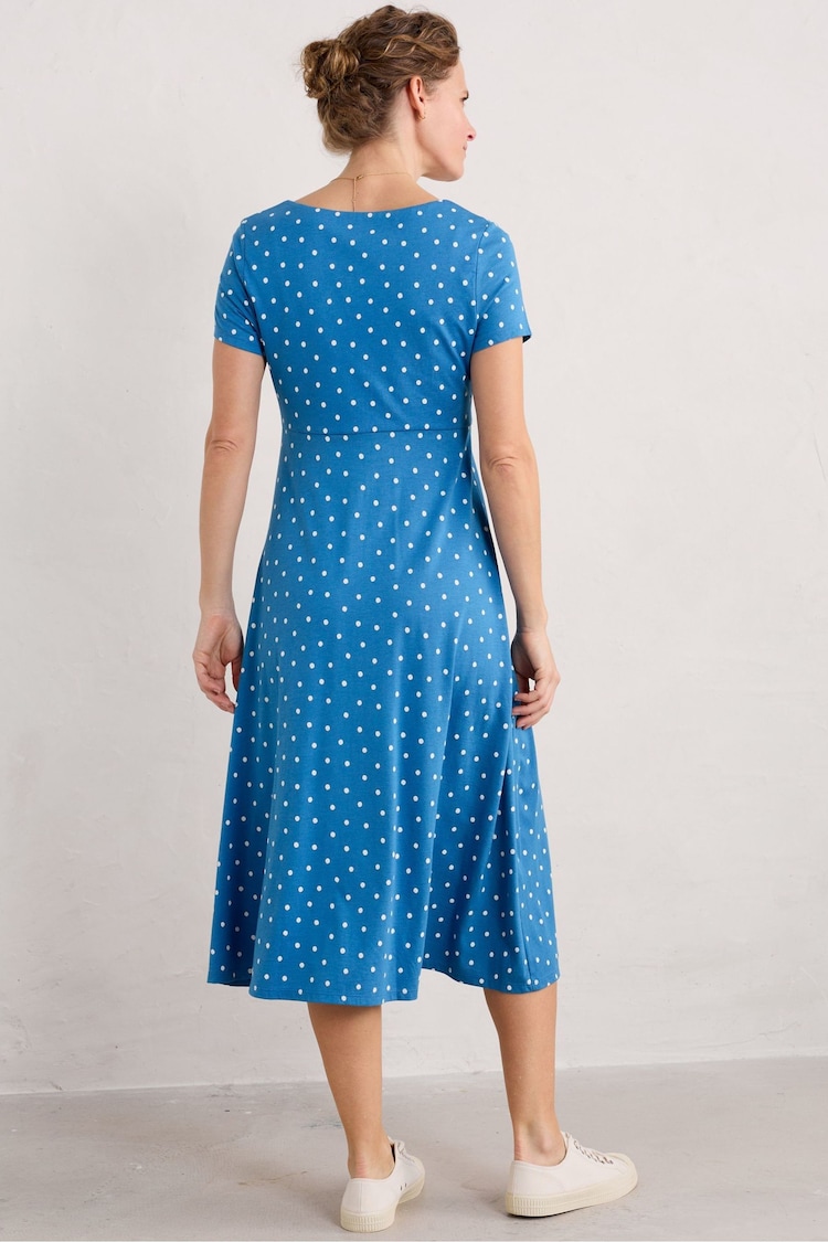 Seasalt Cornwall Blue Secret Cove Empire Line Midi Dress - Image 2 of 5