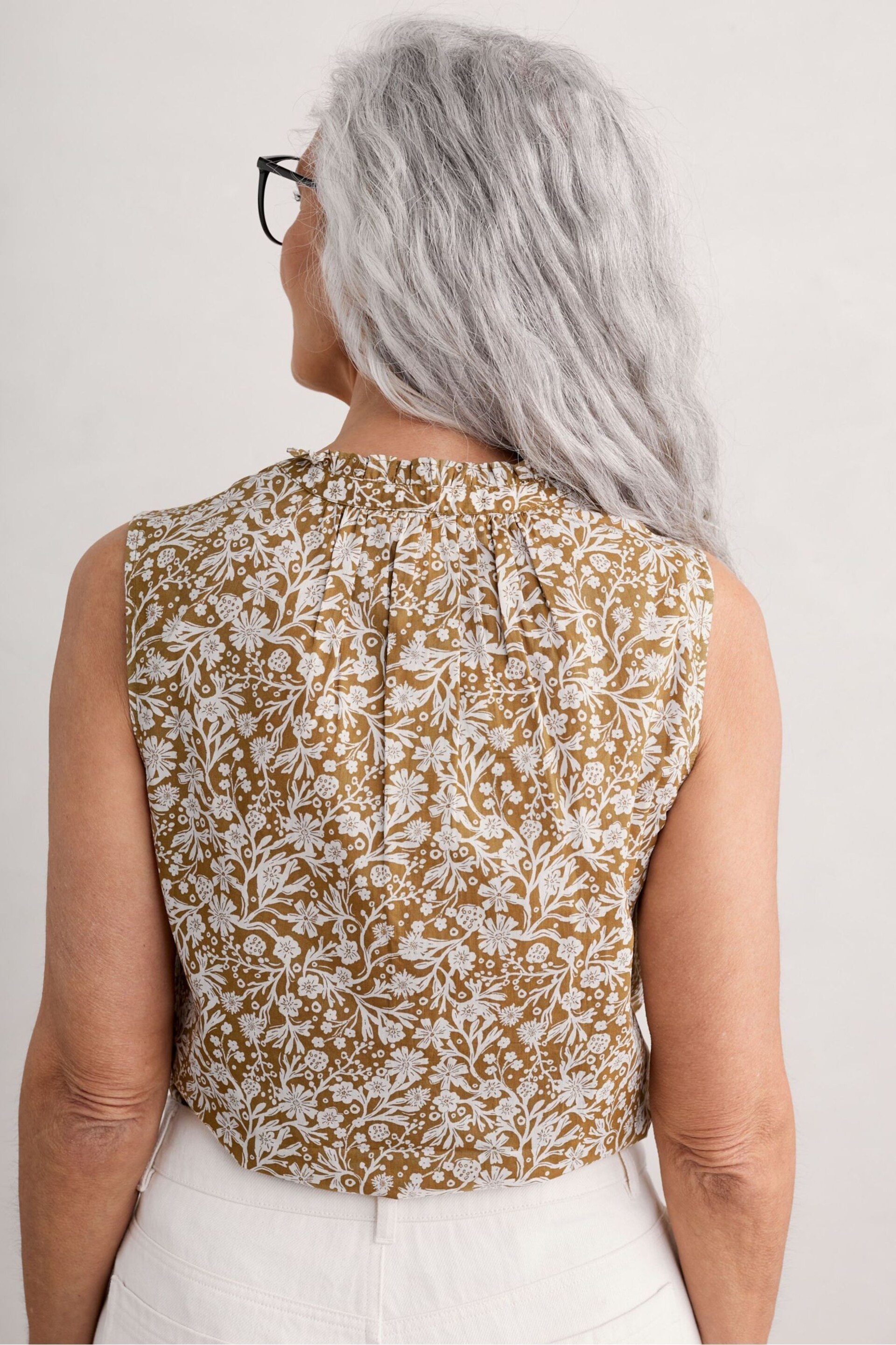 Seasalt Cornwall Brown Flower Fields Sleeveless Top - Image 2 of 2