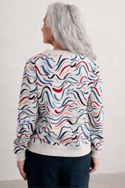 Seasalt Cornwall White Bright Wave Printed Organic Cotton Sweatshirt - Image 2 of 5