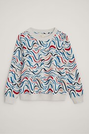 Seasalt Cornwall White Bright Wave Printed Organic Cotton Sweatshirt - Image 4 of 5