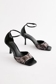 Black Standard Fit Forever Comfort® Open Square Toe Sequin Sandals - Image 4 of 9