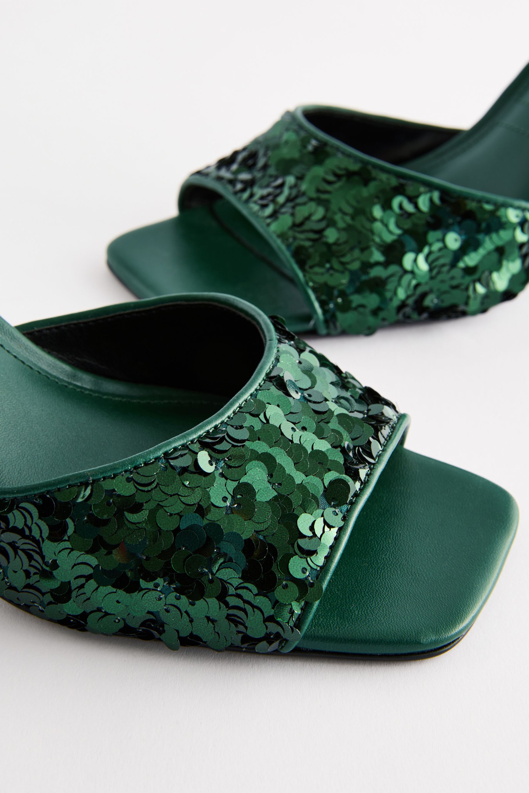 Buy Green Standard Fit Forever Comfort Open Square Toe Sequin Sandals from Next Luxembourg