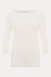 Phase Eight Cream Tannah Ribbed Slash Neck Top - Image 7 of 7