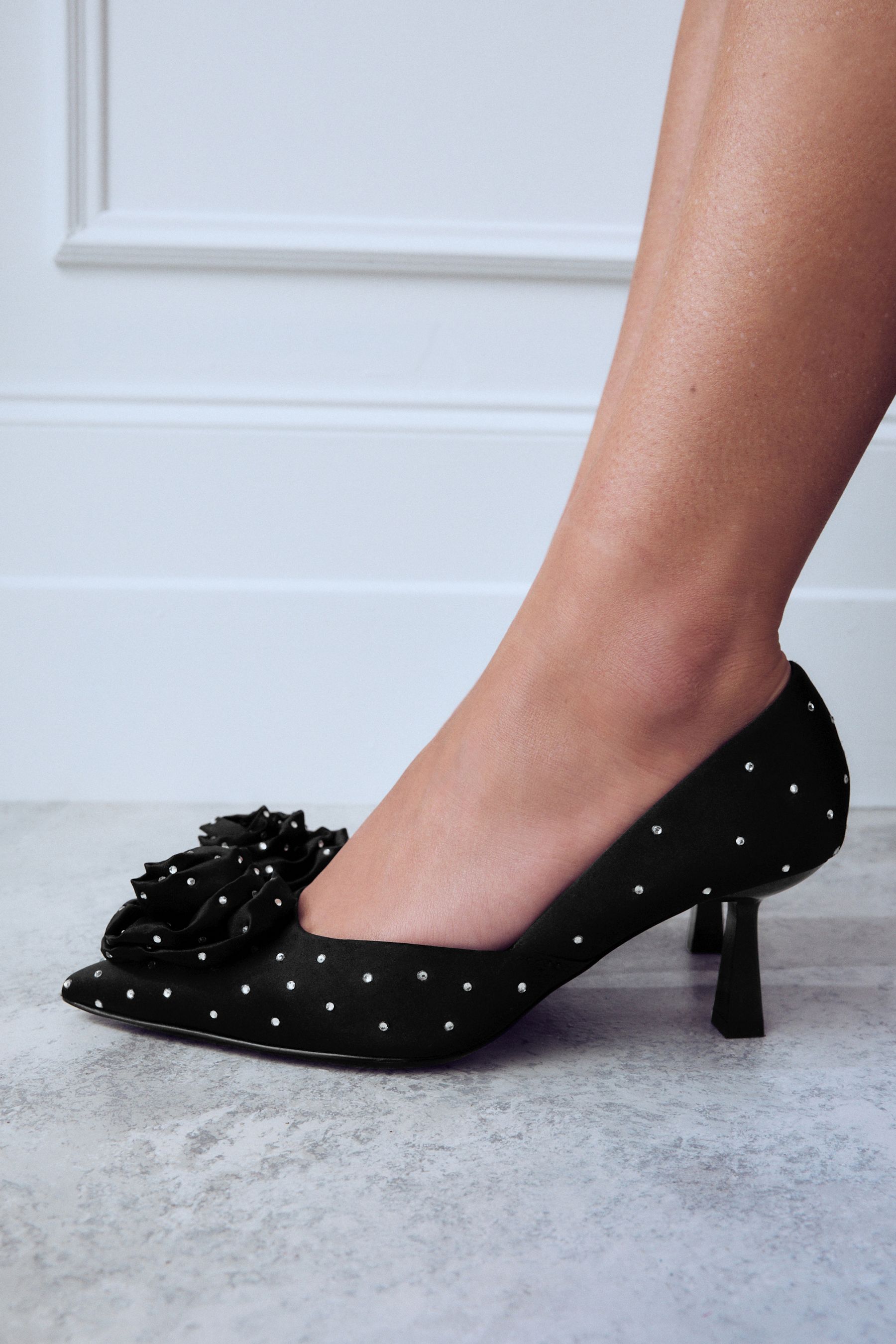 Buy Black Forever Comfort Jewel Corsage Point Toe Heels from the Next UK online shop