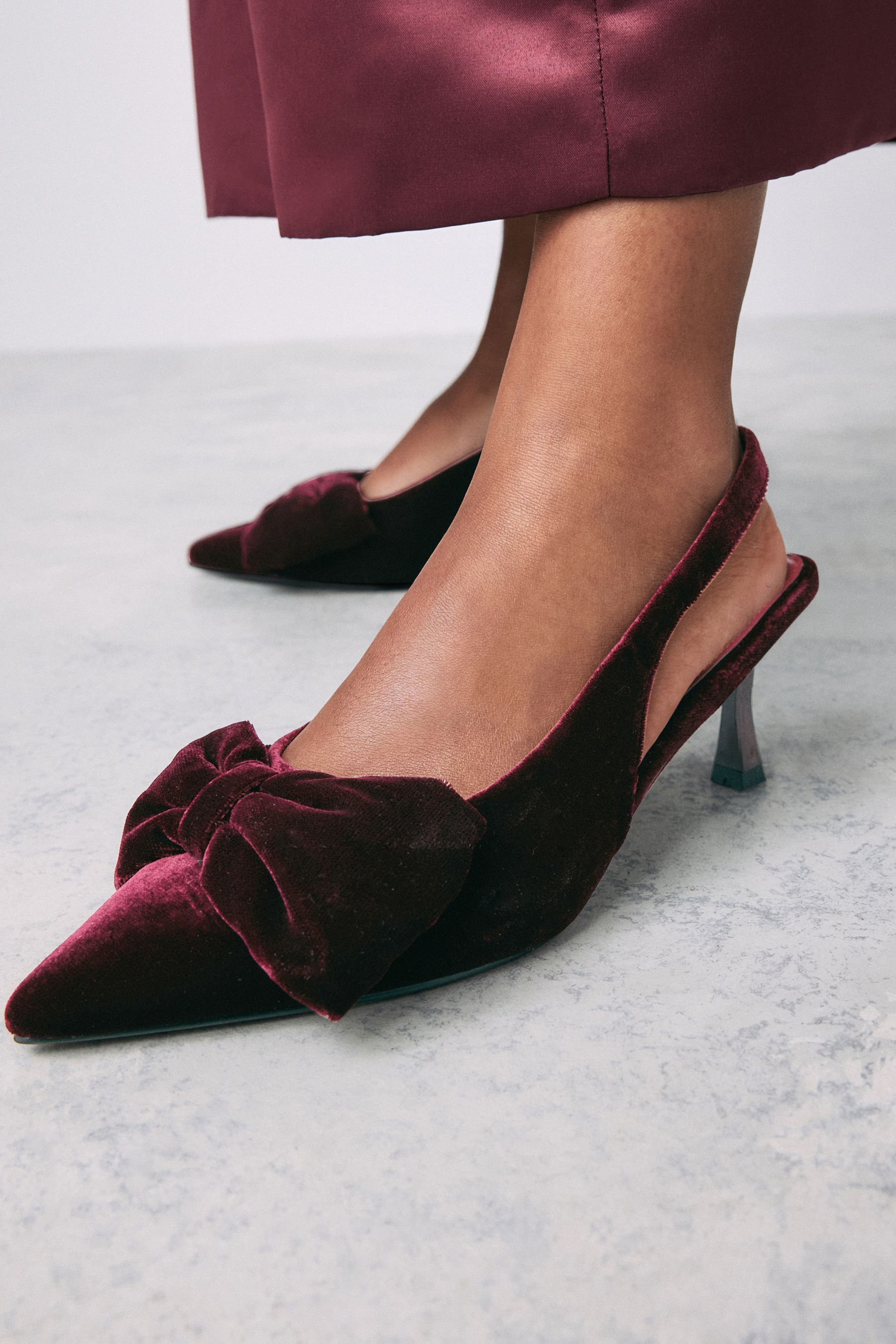 Red kitten heel shoes online