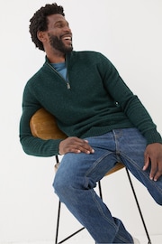 FatFace Dark Green Lambswool Half Neck Jumper - Image 3 of 6