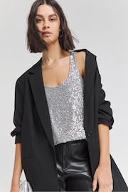 Simply Be Silver Sequin Scoop Neck Vest - Image 1 of 4