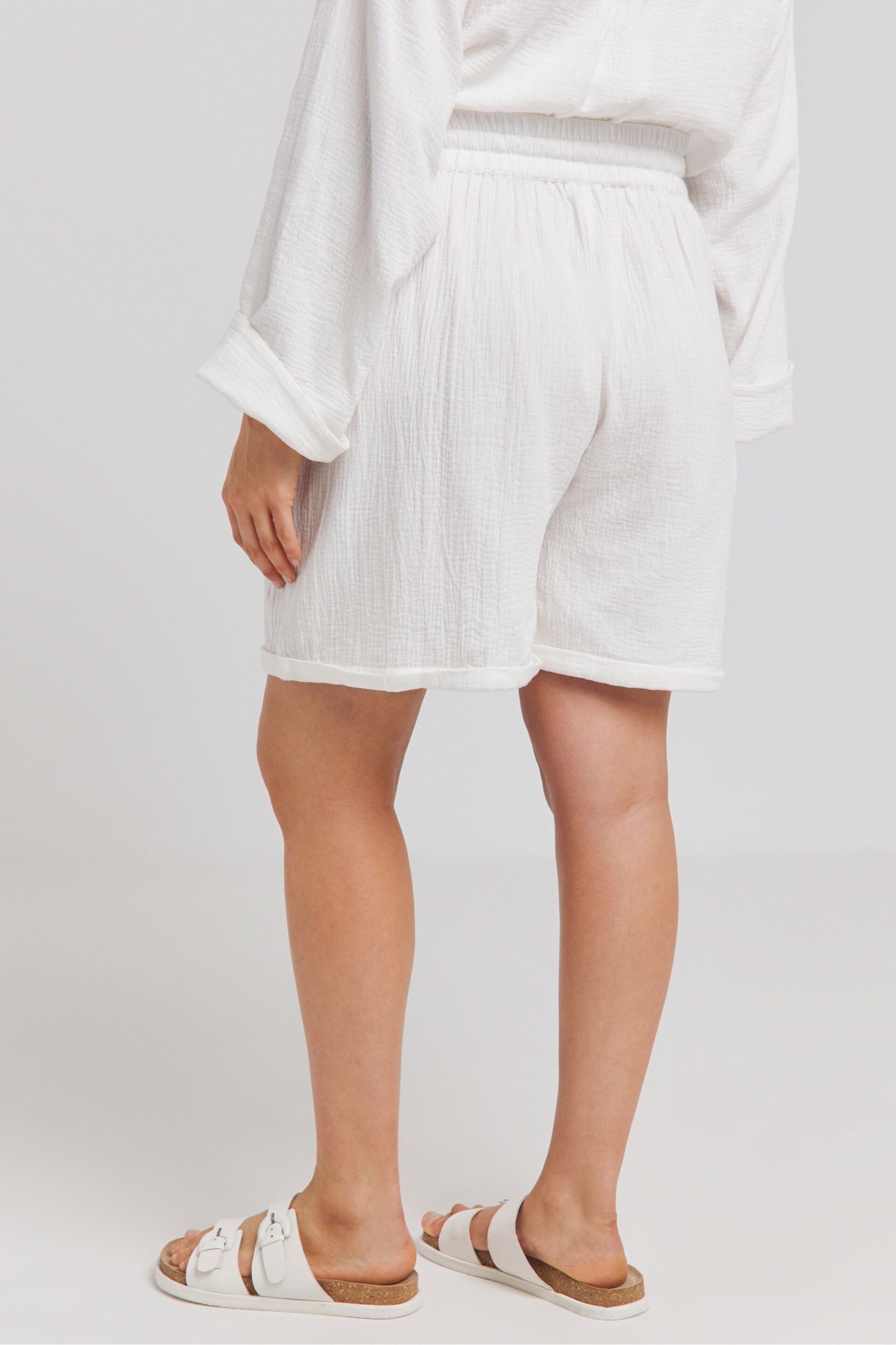 Simply Be White Cheesecloth Shorts - Image 2 of 4