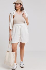 Simply Be White Cheesecloth Shorts - Image 3 of 4