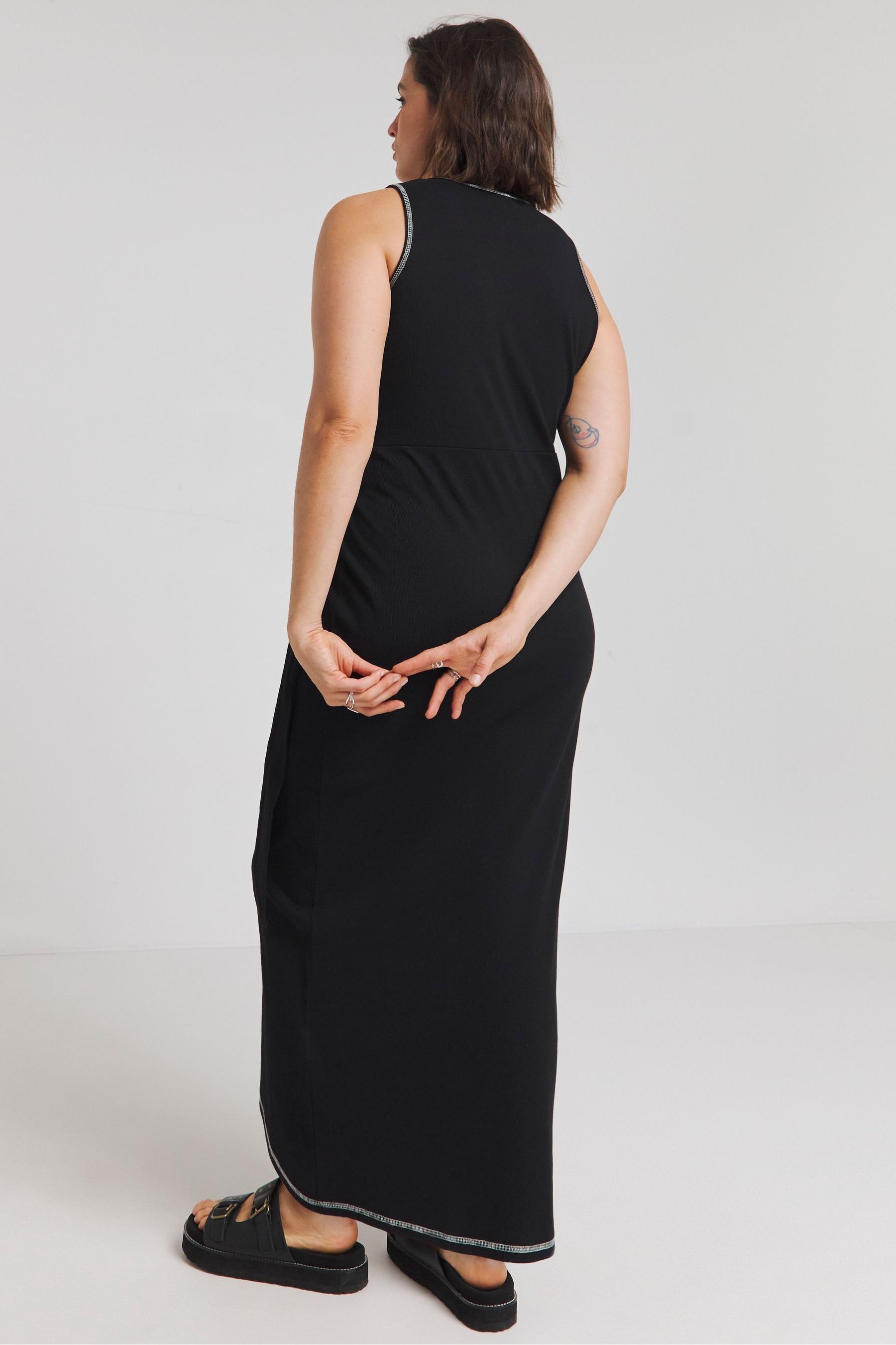 Buy Simply Be Black Exposed Seam Wrap Maxi Dress from Next Malta