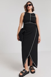 Simply Be Black Exposed Seam Wrap Maxi Dress - Image 3 of 4