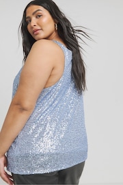 Simply Be Blue Sequin Scoop Neck Vest - Image 2 of 4