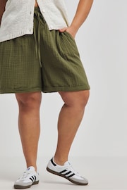 Simply Be Green Cheesecloth Shorts - Image 3 of 4