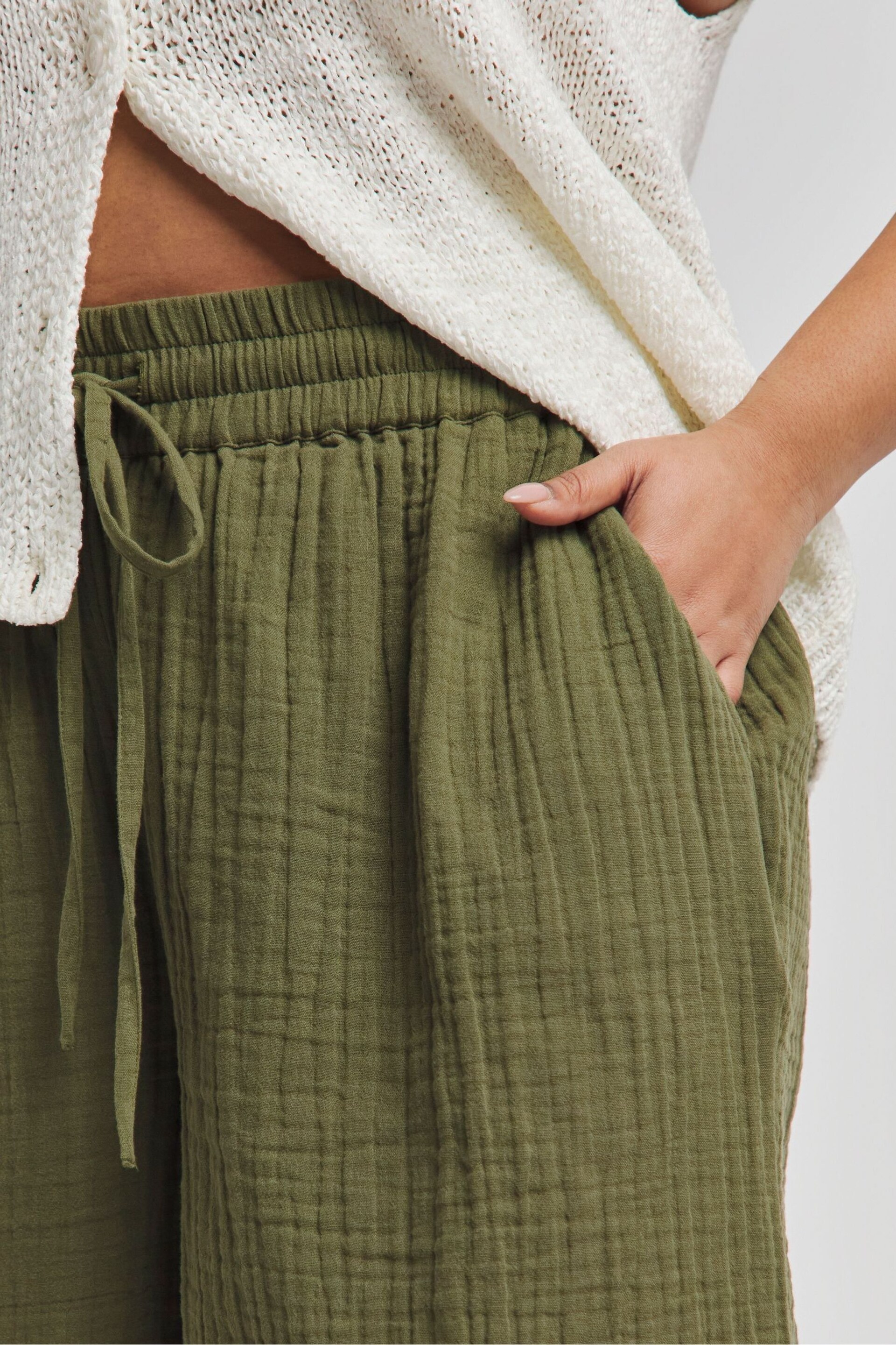 Simply Be Green Cheesecloth Shorts - Image 4 of 4