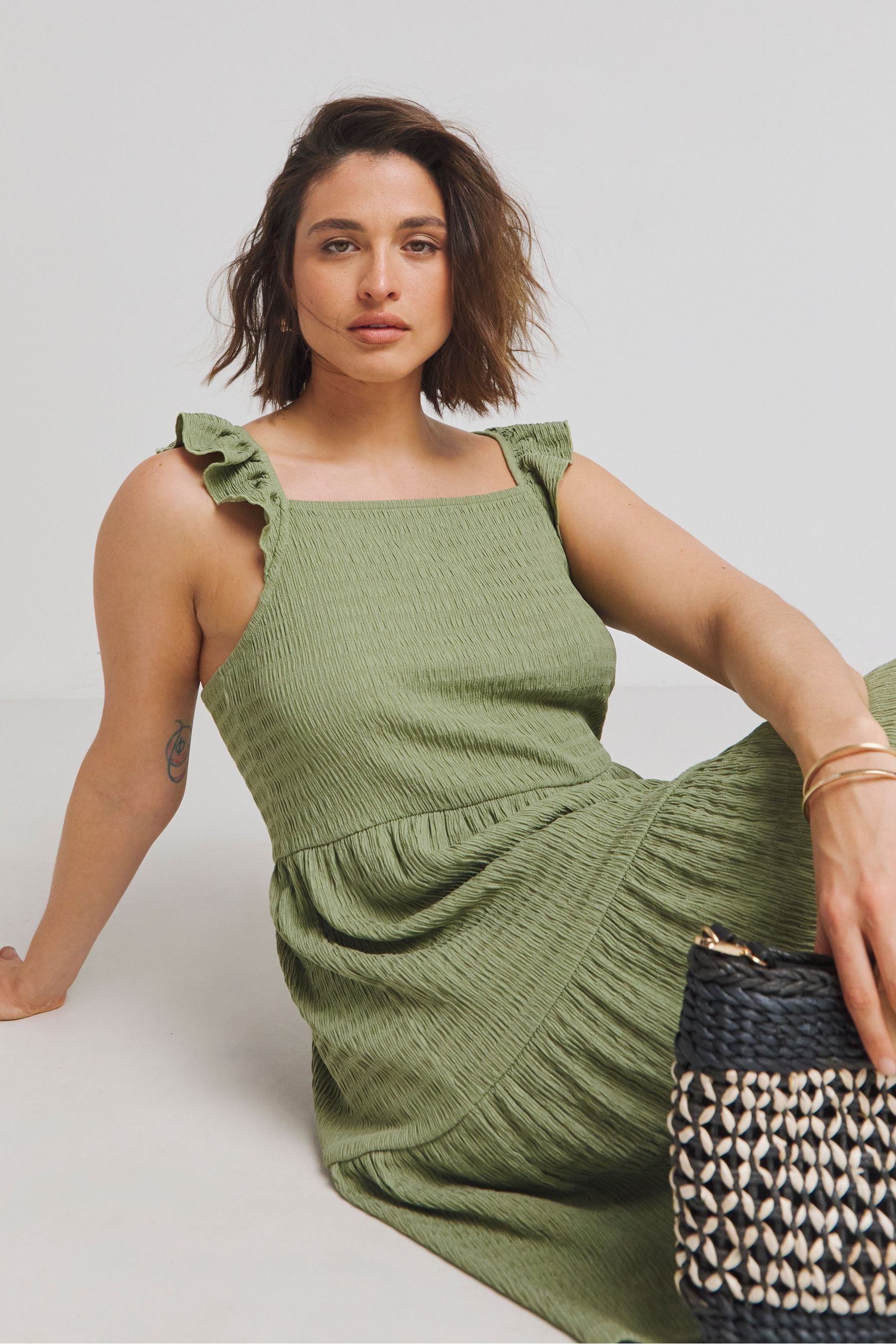 Buy Simply Be Green Textured Jersey Smock Dress from Next Luxembourg