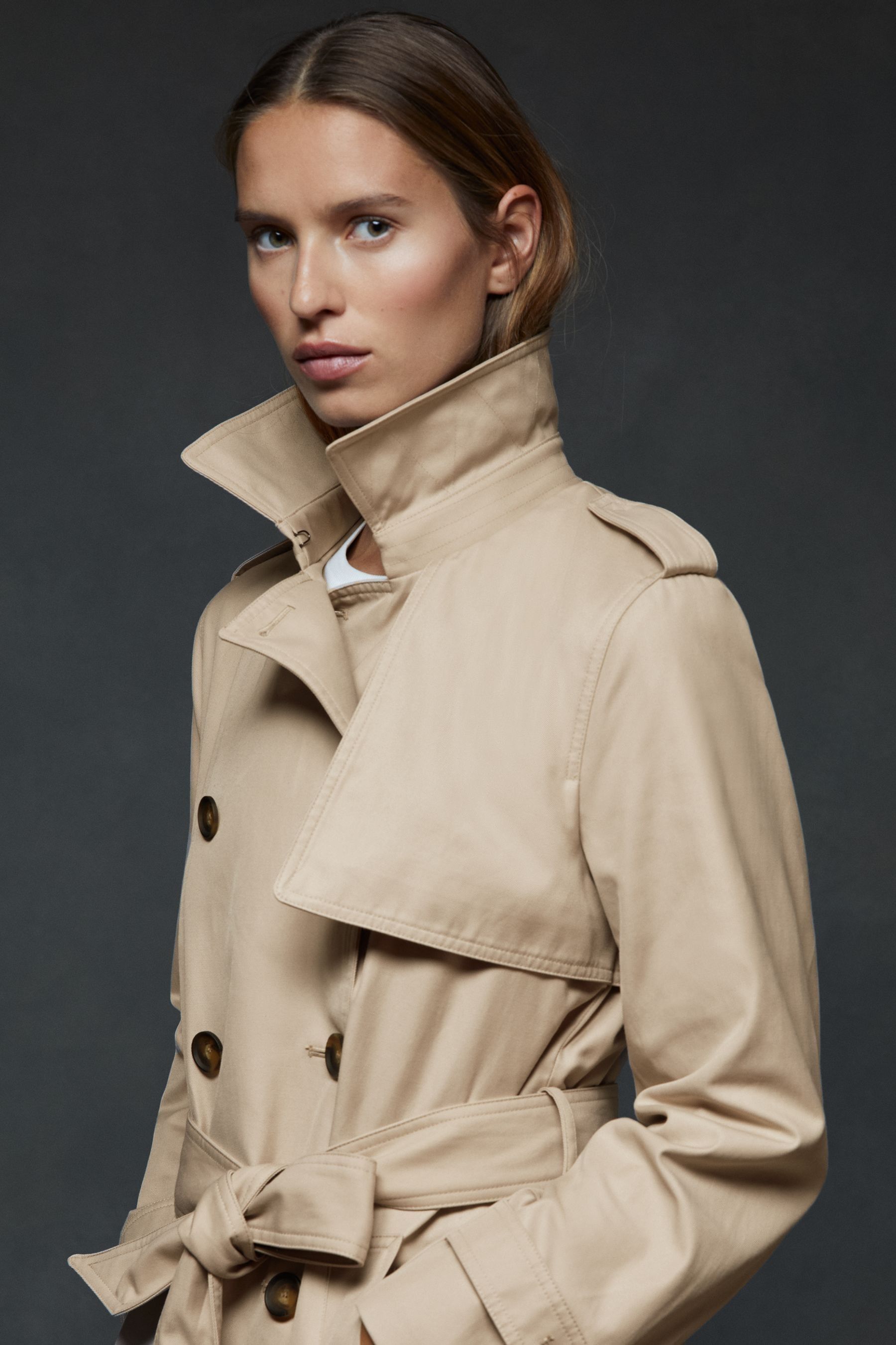 Double breasted hooded trench coat hot sale