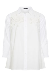 Evans Curve Embroidered Floral 100% Cotton White Shirt - Image 5 of 5