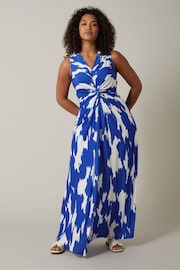 Evans Blue Printed Twist Dress - Image 3 of 5