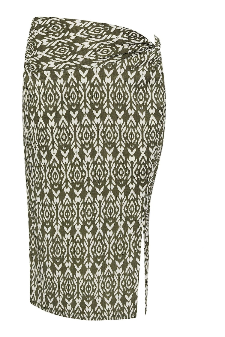 Evans Olive Green Ikat Crinkle Midi Skirt - Image 5 of 5