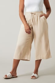 Evans Navy Linen Blend Cropped Trousers - Image 2 of 2