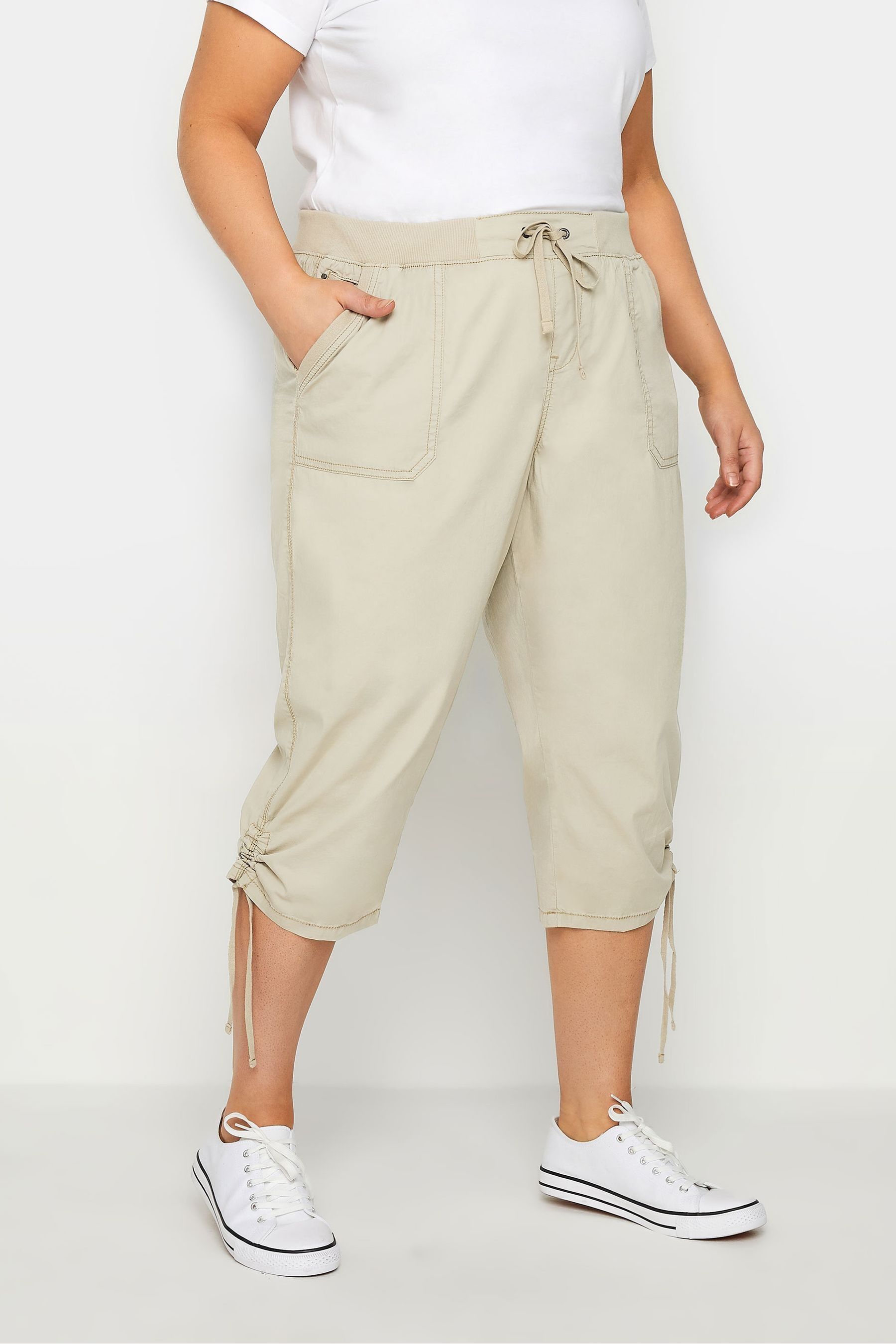 Buy Evans Navy Blue Elasticated Waist Cropped Trousers from the Next UK online shop