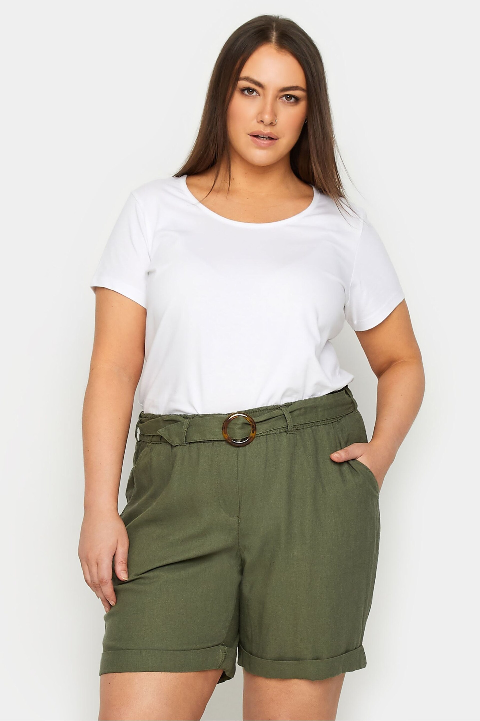 Evans Green Paperbag Waist Shorts - Image 1 of 5