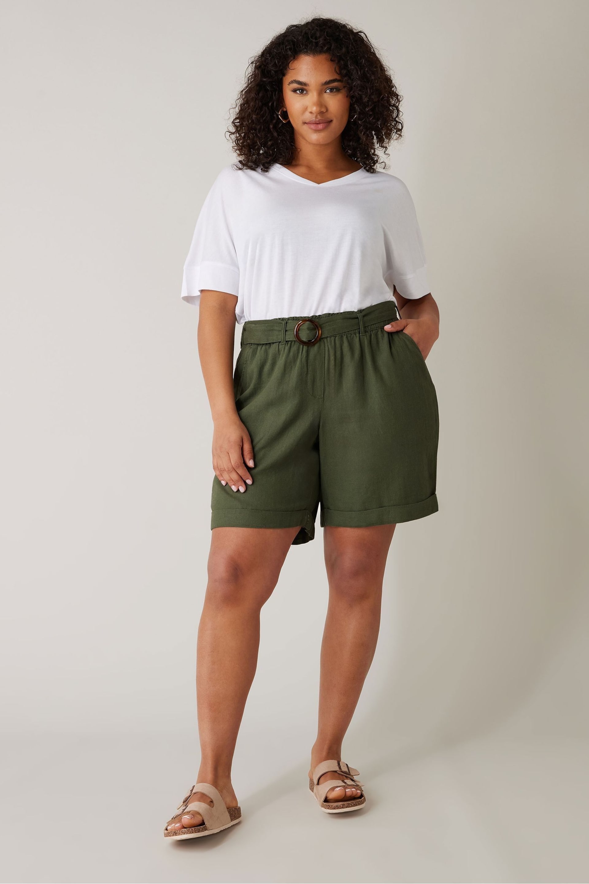 Evans Green Paperbag Waist Shorts - Image 2 of 5